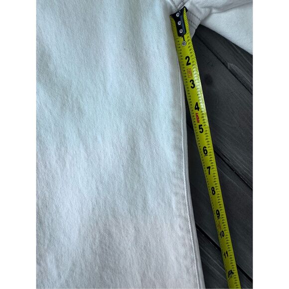 RISEN High Rise Long Tall Front Patch Pocket White Denim Flare Jeans Size 32 x 3 - Picture 13 of 15